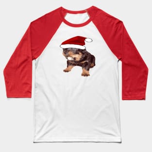 Cute Christmas Rottweiler With Red Santa Hat Baseball T-Shirt